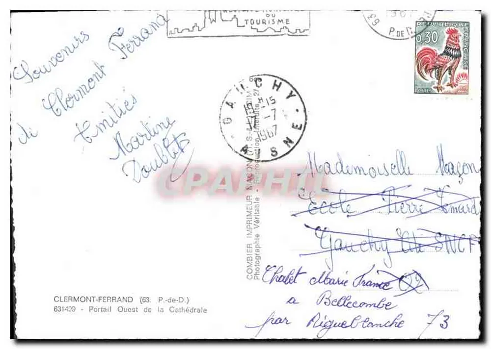 Clermont-Ferrand — Westportal der Kathedrale — Combiér Imprimeur - Rückseite