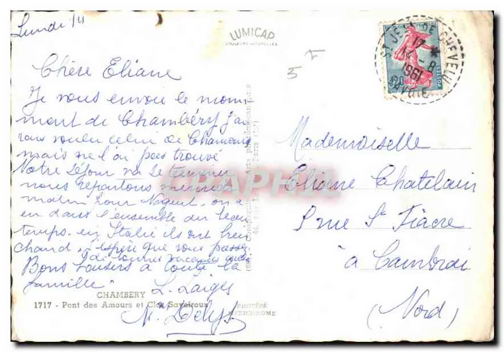 Chambéry — Monumento aos mortos — editor IRIS - Verso