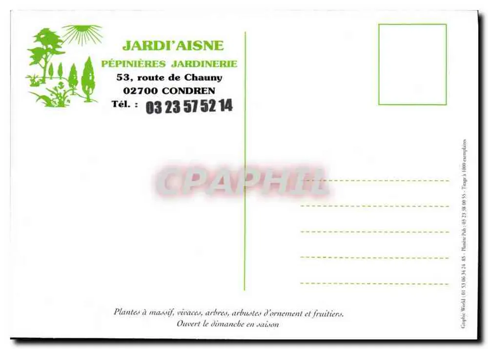 JARDI'AISNE — Gärtnerei und Züchtungsgarten — 02700 CONDREN - Rückseite