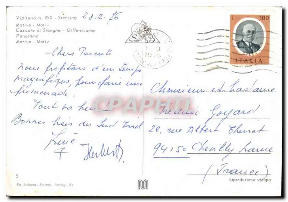Vipiteno / Sterzing — Panorama und Sehenswürdigkeiten — Ed. Sciliana - Schlem - Verlag - Bz - Rückseite