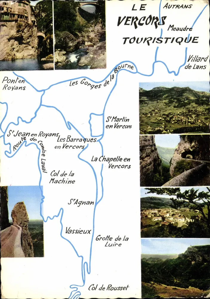 Vercors Turístico — carta postal turística com mapa e fotos — Edições 'La Crègane' n°26.000.03 - Frente