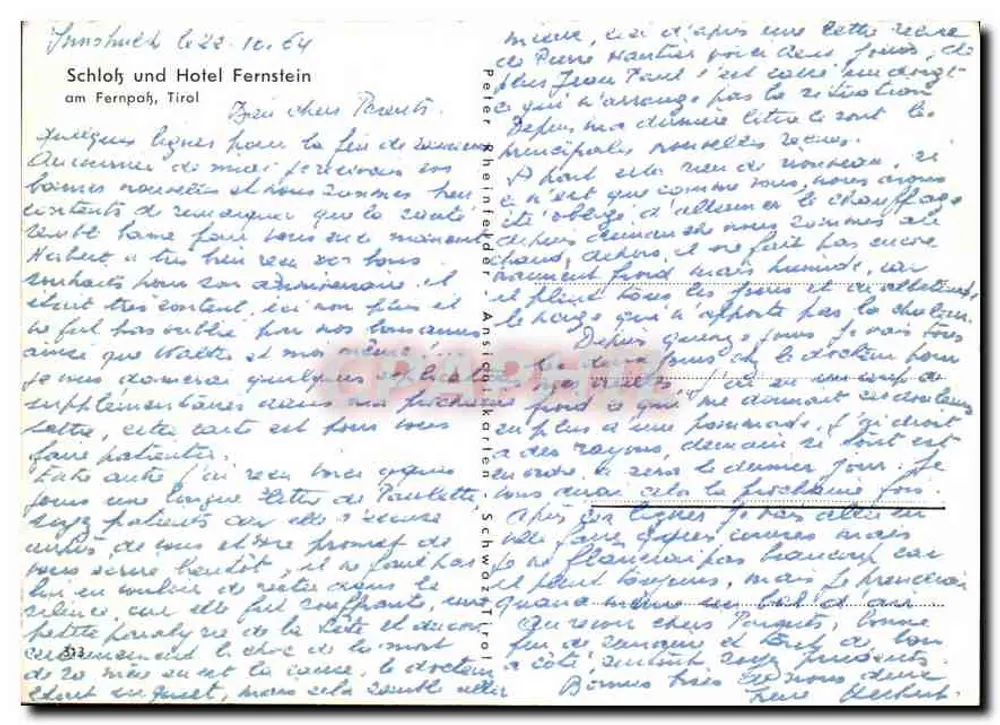 Schloss und Hotel Fernstein — am Fernpoß, Tirol — Verlag nicht sichtbar - Rückseite