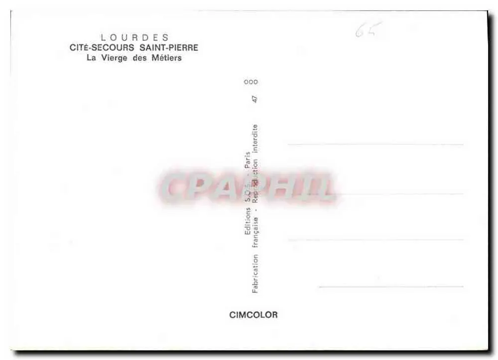 Lourdes — Die Jungfrau der Handwerker — Éditions Cité-Secours Saint-Pierre - Rückseite