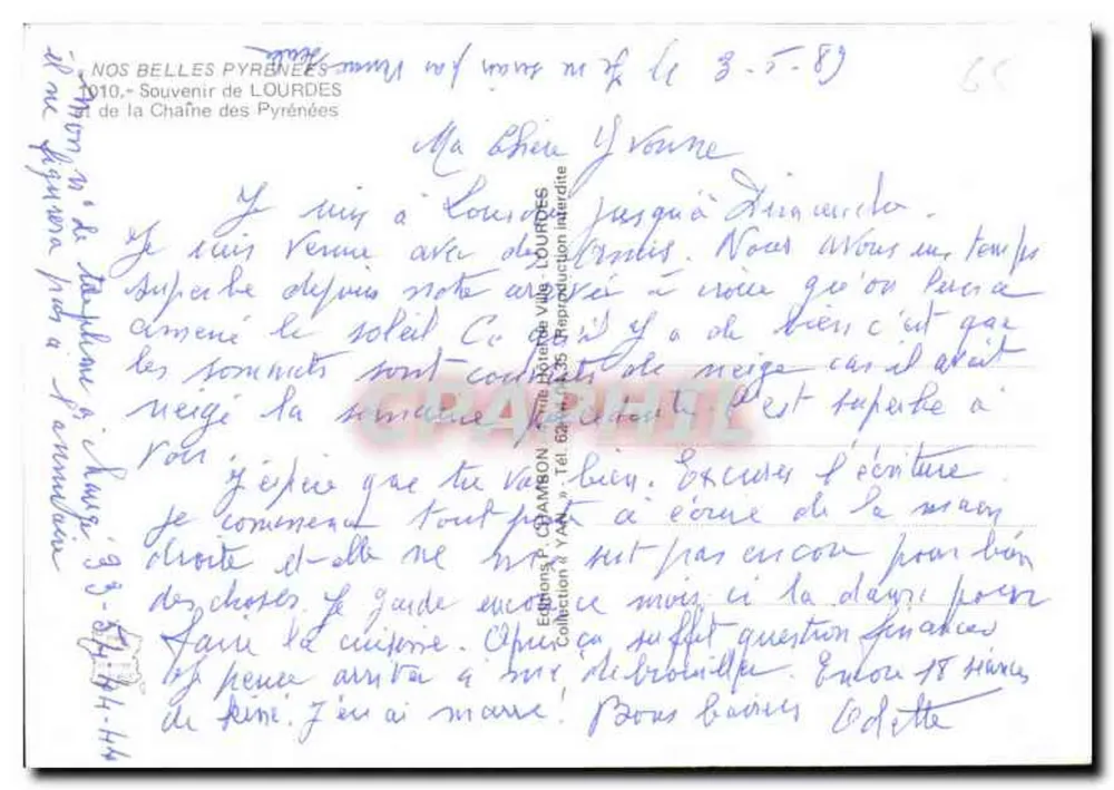 Lourdes und die Pyrenäen — Editions P. CHAMBON, Nr. 1010 - Rückseite
