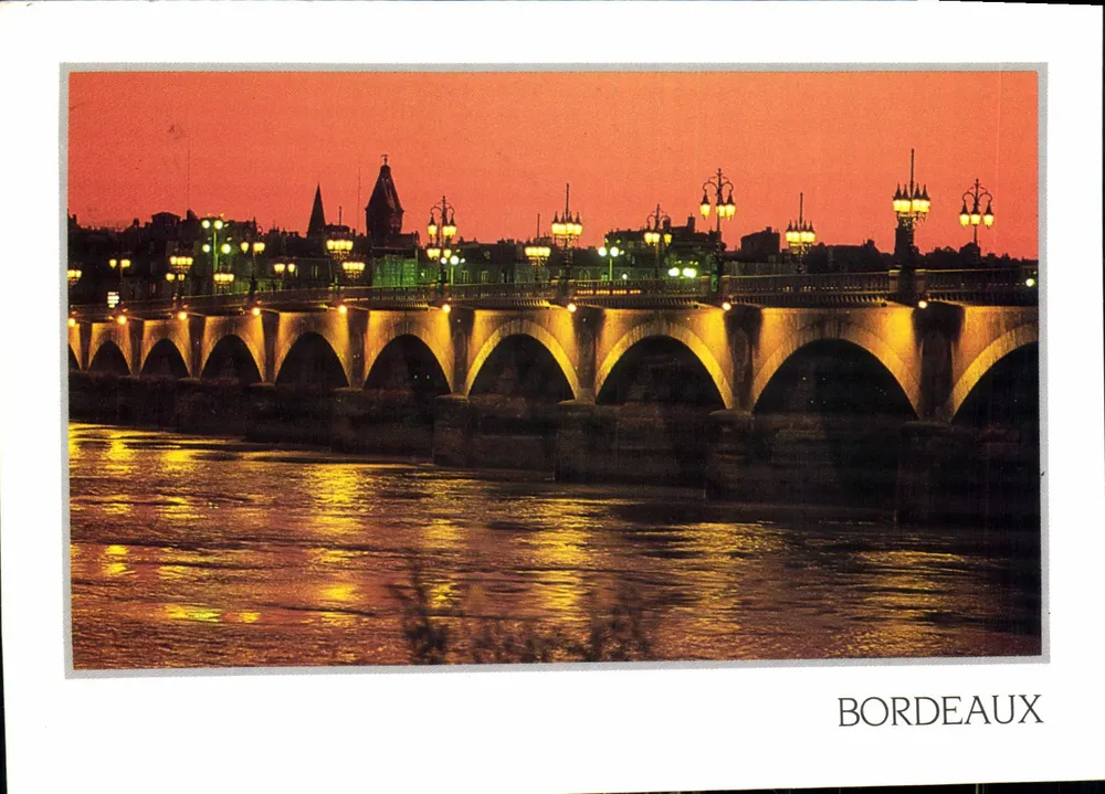 Bordeaux — Pont Napoléon (Pont de Pierre) bei Dämmerung — Éditions Cambier - Vorderseite