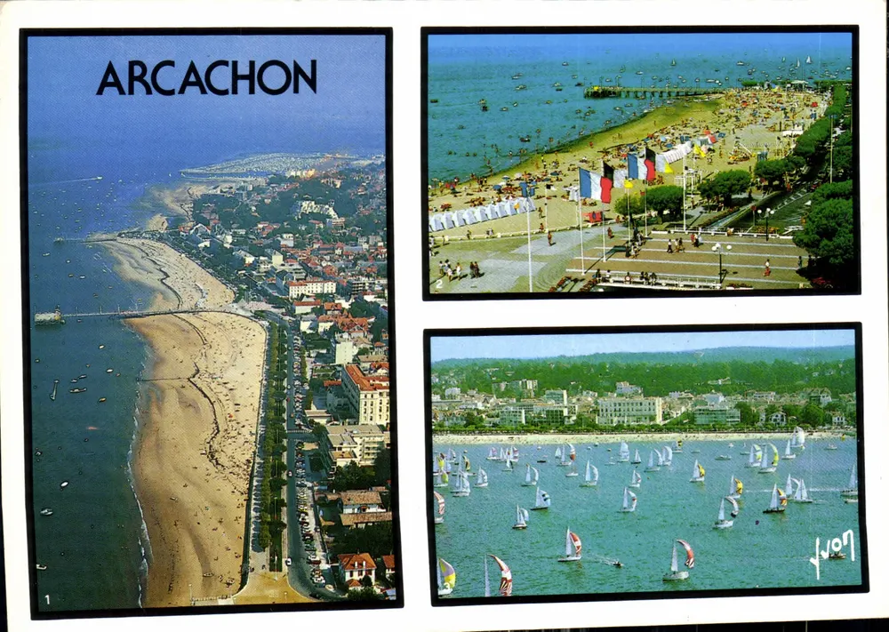 Arcachon — Vista aérea, praia e regatas — Edições d'art Yvon - Frente
