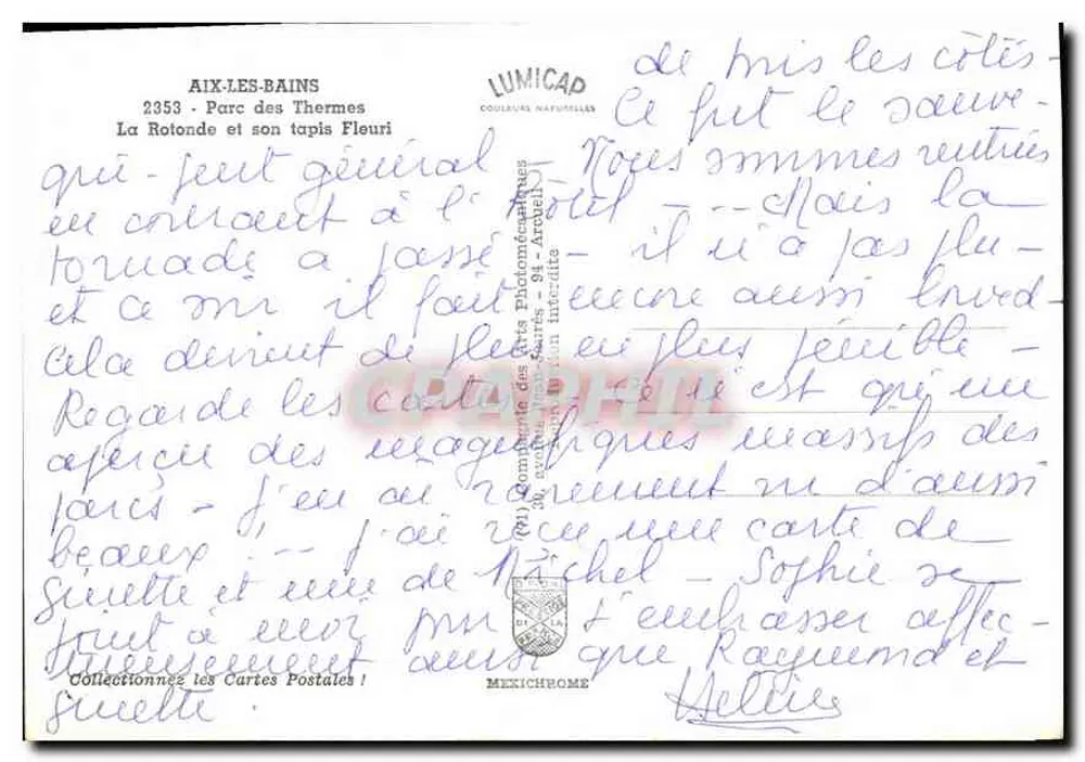 Aix-les-Bains — Ansicht des Thermalparks, Die Rotunde und ihr blühender Teppich — Lumicap - Rückseite