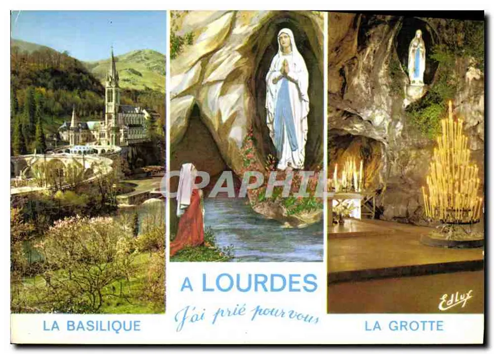 Lourdes — A Basílica, a Gruta e a Virgem — Edlux - Frente