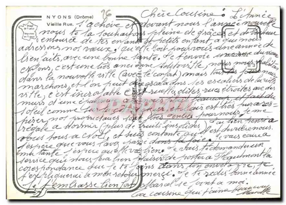 Nyons (Drôme) — Rue Velha — n°16 - Verso