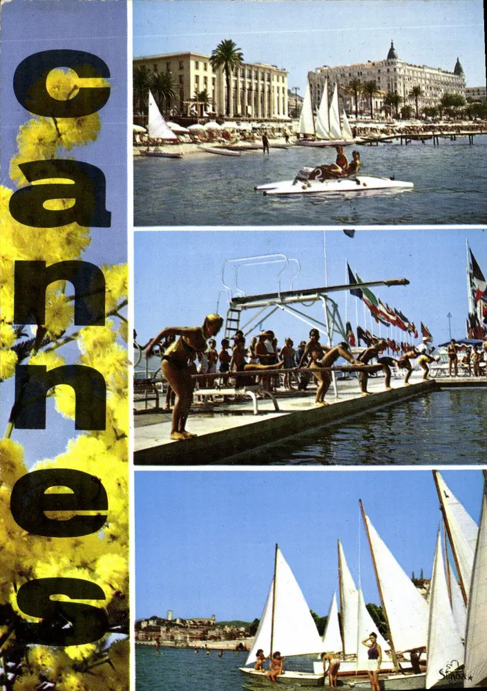 Cannes — Playa, veleros y saltadores — Ediciones SIMBA COLOR n° 06.121.26 - Anverso