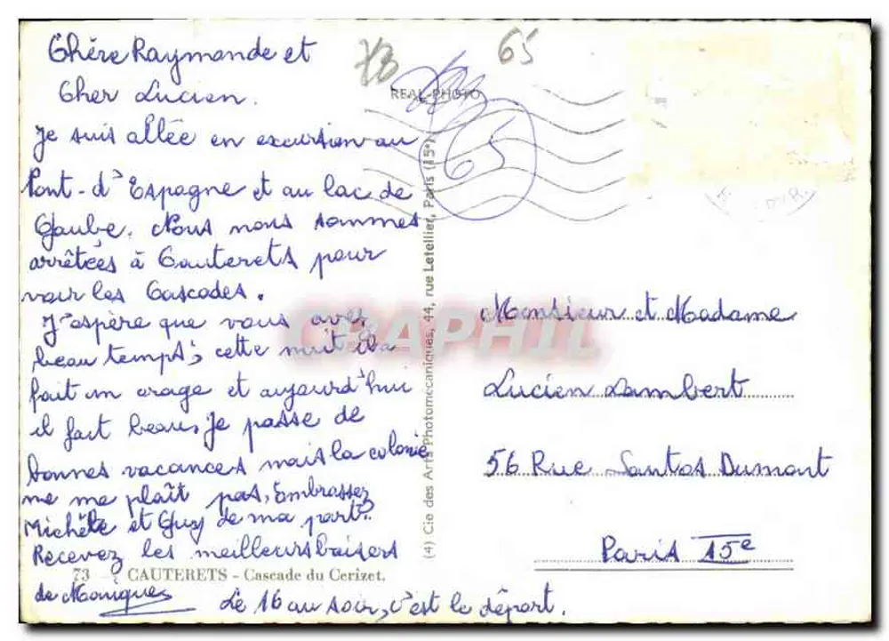 Cascata de Cauterets — Editor Cap — N° 73 - Verso