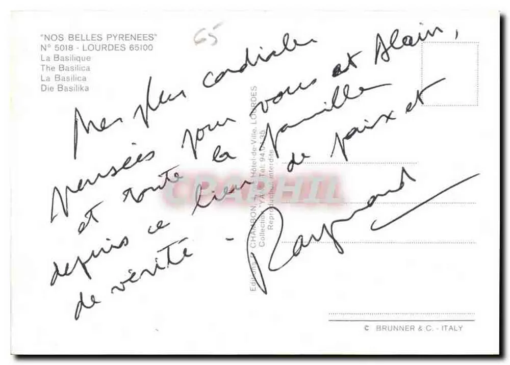 Lourdes — Basílica Nossa Senhora — Éditions Chambon, n° 5018 - Verso