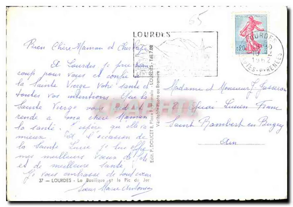 Lourdes — A Basílica e o Pic du Jer — Editor Edlux - Verso