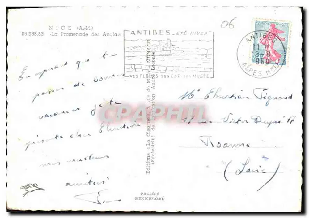 A Promenade dos Ingleses — Nice — Edições & La Crémerie, 7, rue du Midi, Antibes - Verso