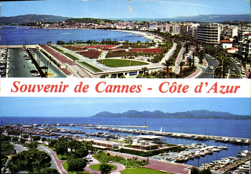 Cannes - Costa Azul — Vista geral da Croisette — Litografia SEVEN S.r.l. Verona Itália - Frente