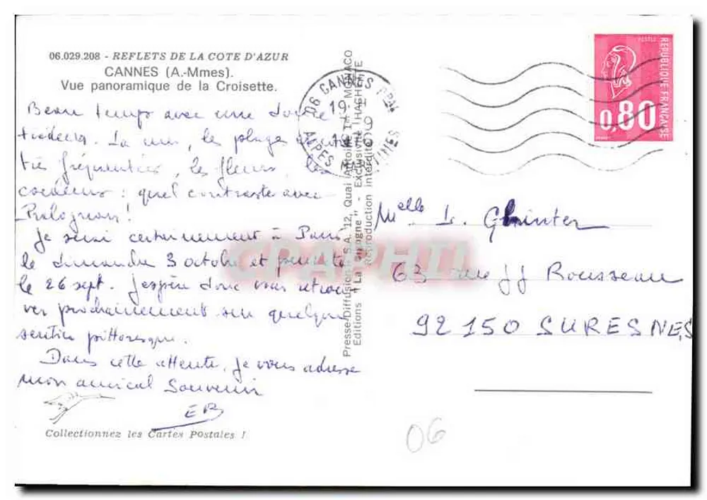 Cannes — Panoramablick auf die Croisette — Éditions IRIS - Rückseite