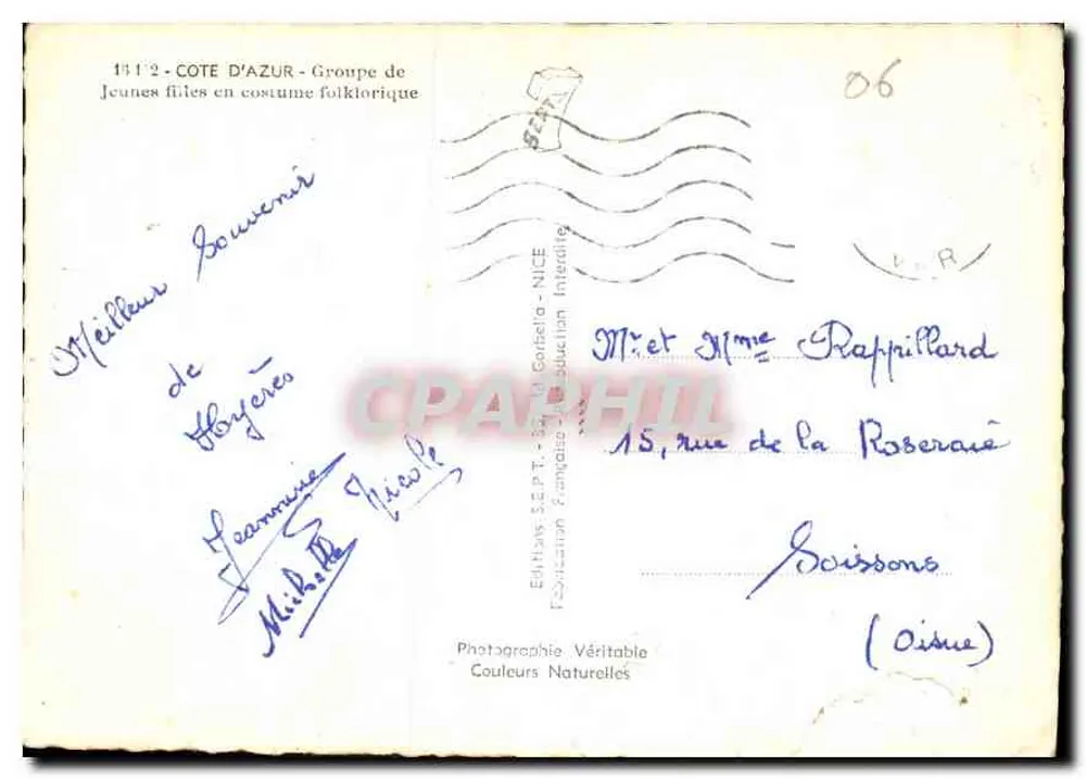 Côte d'Azur - Gruppen junger Mädchen in folkloristischen Kostümen — Editions S.E.P.T. - Nice - Rückseite