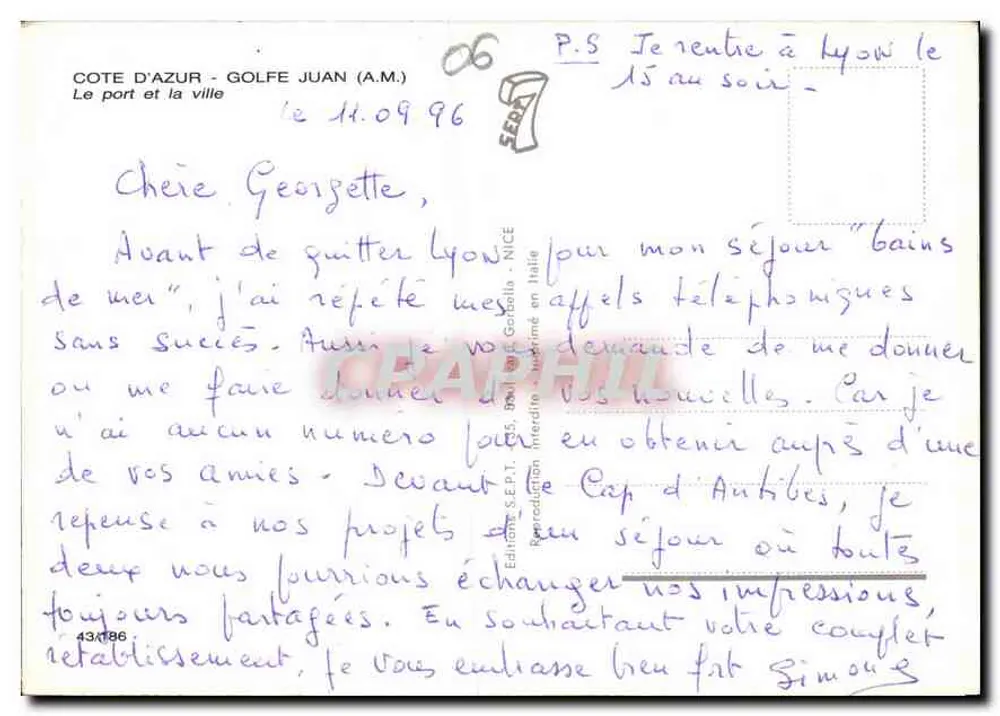 Golfe Juan — Côte d'Azur — Éditions S.E.P.T. - Nice - Rückseite