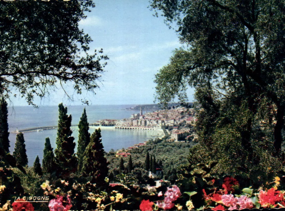 La Cisogne — Panoramablick auf Menton — Édition Monacolor - Vorderseite