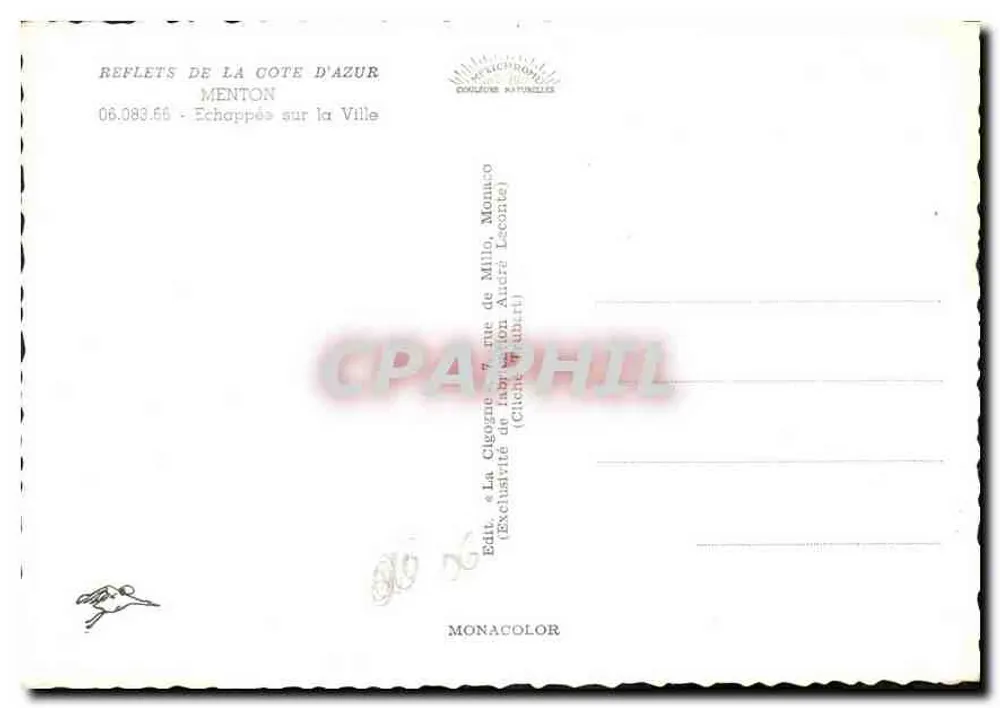 La Cigogne — Uitzicht op Menton — Ed. « La Cigogne » - Achterkant