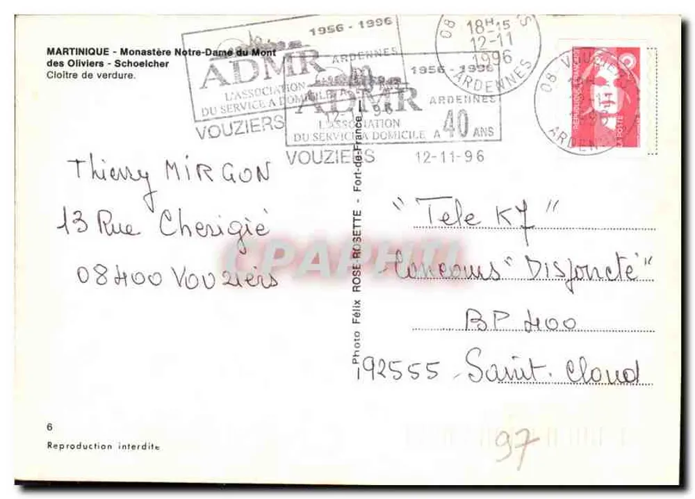 Kloster Notre-Dame du Mont — Martinique — ADMR - Rückseite