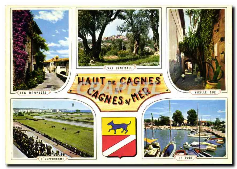 Haut de Cagnes e Cagnes-sur-Mer — vista geral, os muros, a velha rua, o hipódromo, o porto — Éditions S.E.P.T. - 35, Boulevard Garbetia - Nice - Frente