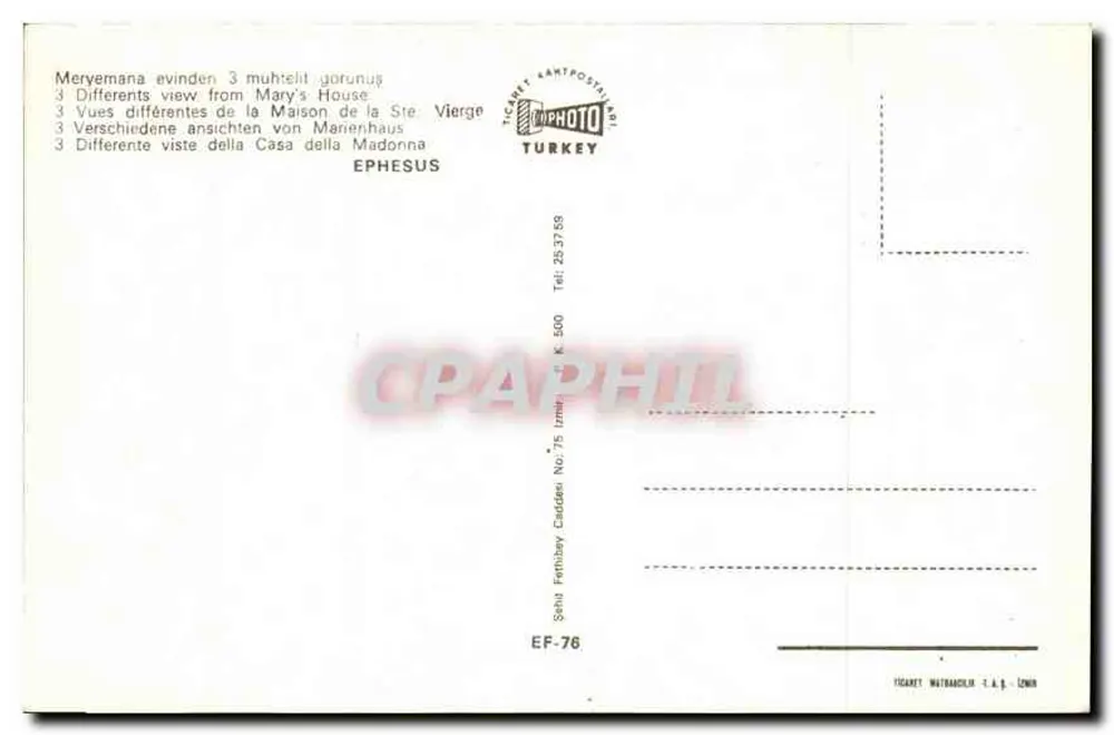 Meryemana — Ephesus — Verlag TİCARET FOTOGRAFİ — Nr. EF-76 - Rückseite