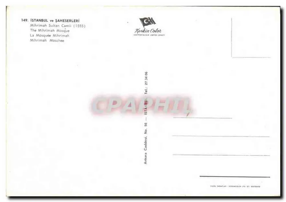 Istambul — Mesquita Mihrimah (1555) — Koskin Color - Verso