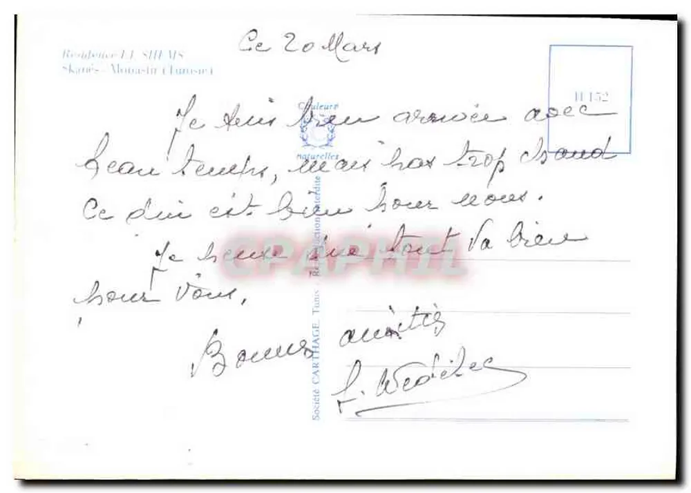 Residência EL SHEMS — Skanès Monastir — Editor: Sociedade Carthage Naturelles - Verso