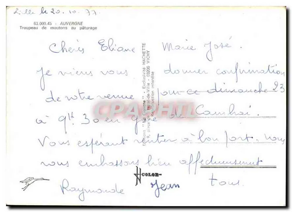 Schafherde beim Weiden — La Cigogne, Serie 63.000.45 — Éditions "La Cigogne" - Rückseite