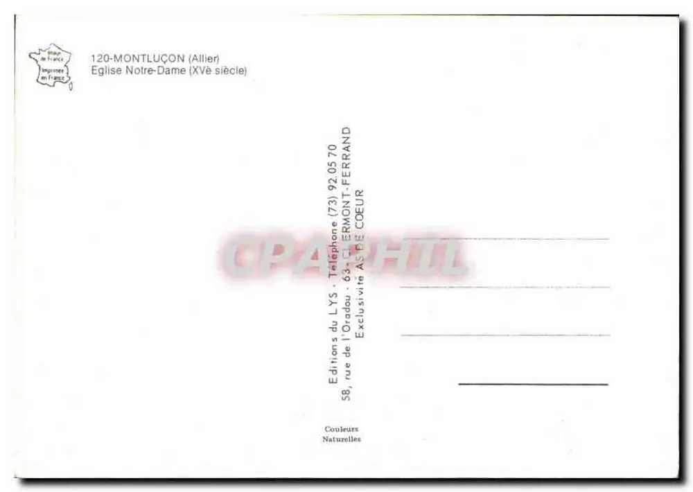 Montluçon — Igreja de Nossa Senhora (século XV) — Edições do LYS - Verso