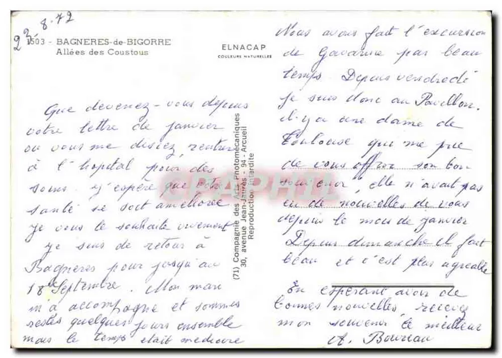Bagnères-de-Bigorre — Avenidas dos Coustous — Elnacap - Verso
