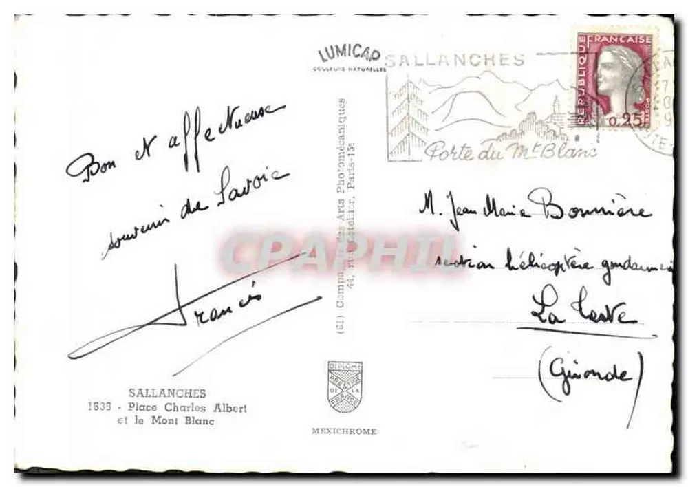 Sallanches — Monument à la Défense de la France — editor IRIS, n° 15 - Verso