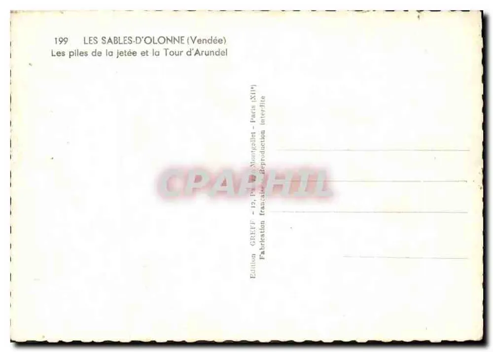 Die Pfeiler des Pier und die Turm von Arundel — Sables-d'Olonne (Vendée) — Ausgabe GREFF - Paris - Rückseite