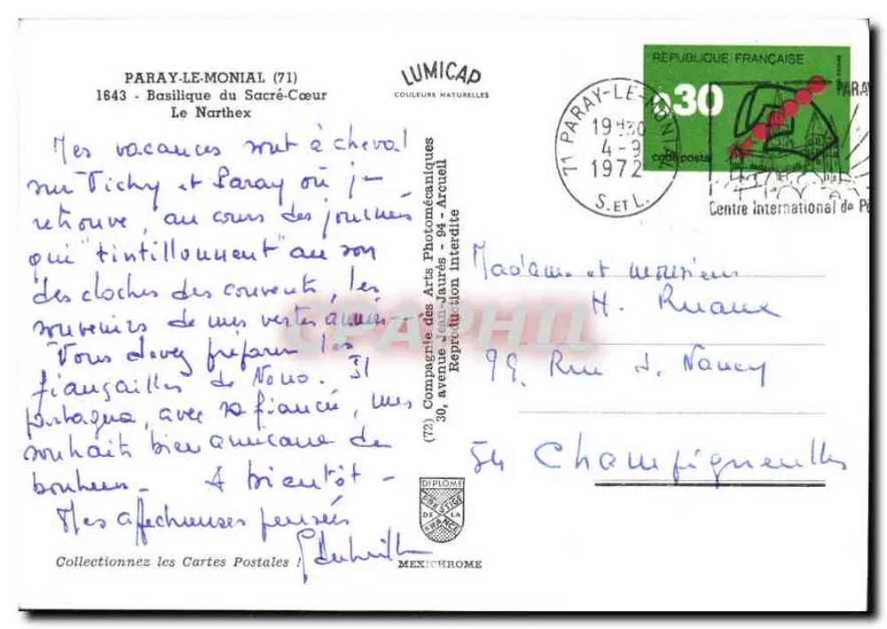 Paray-le-Monial (71) — Basilique du Sacré-Cœur — Verlag LUMICAD - Rückseite