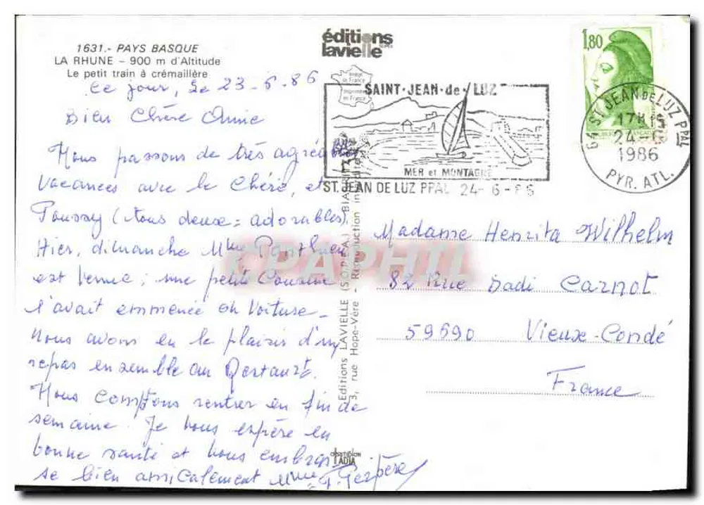 La Rhune — Altitude 900m — Éditions Lavelle - Verso