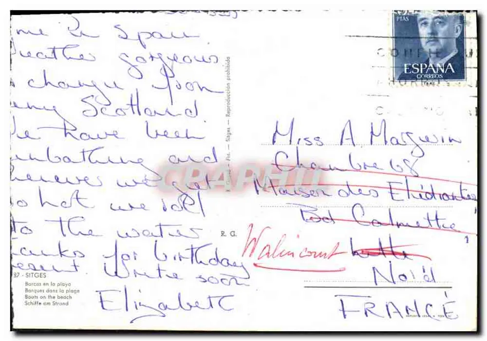 Sitges — Praia com barcos de pesca — Editor não visível, n° de série 37 - Verso
