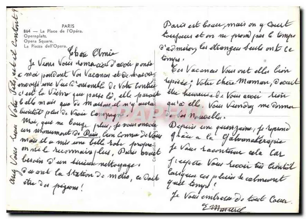 Paris — Place de l'Opéra — n°864 - Verso