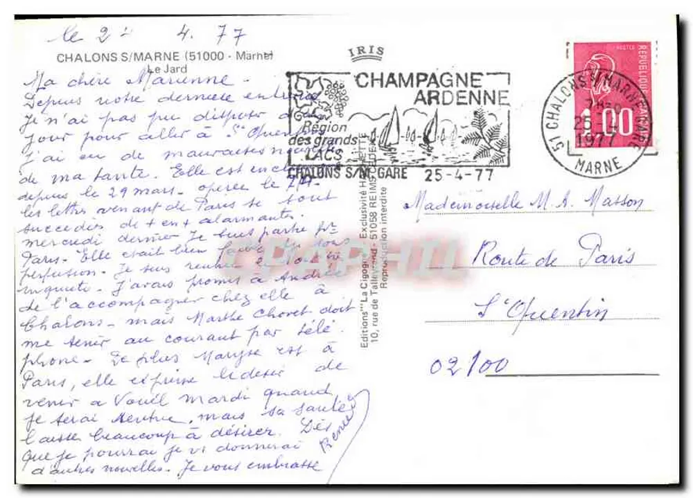 Castelo de Châlons-sur-Marne — vista do castelo com canal — editor IRIS, n° 102 - Verso