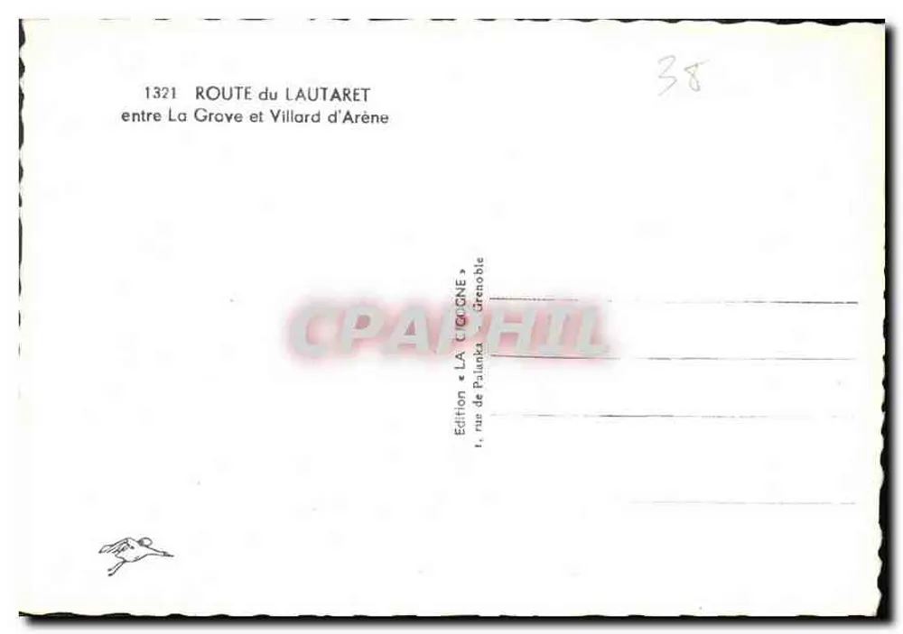 Route du Lautaret — zwischen La Grave und Villard d'Arène — Edition « La Cigogne » - Rückseite