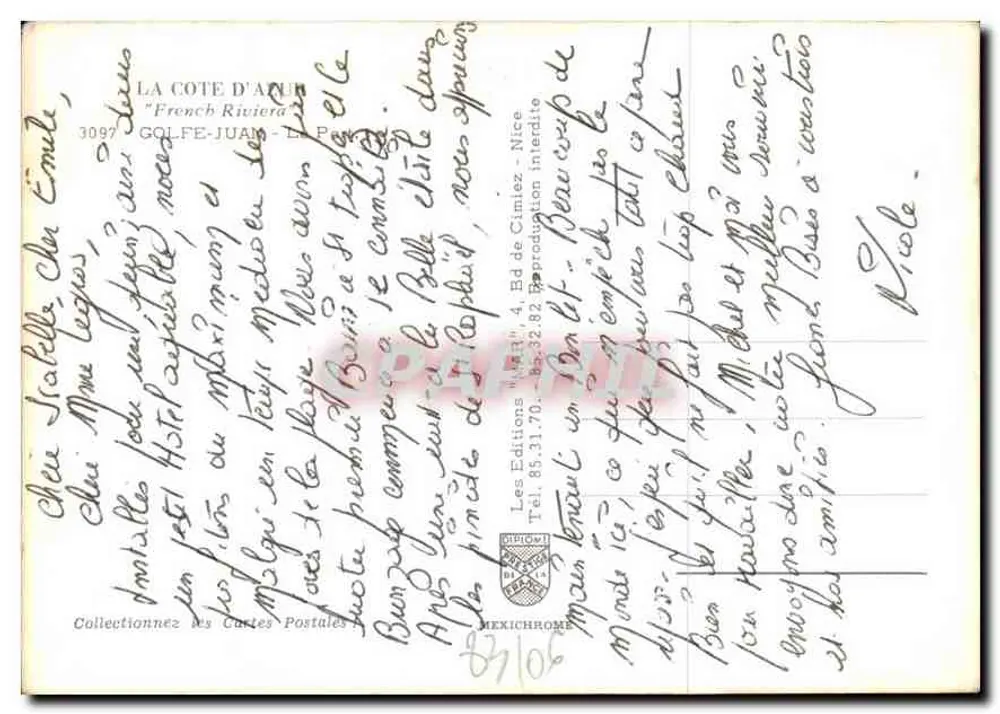 Porto de Golfe-Juan — A Costa Azul — Editor IRIS, n°3097 - Verso