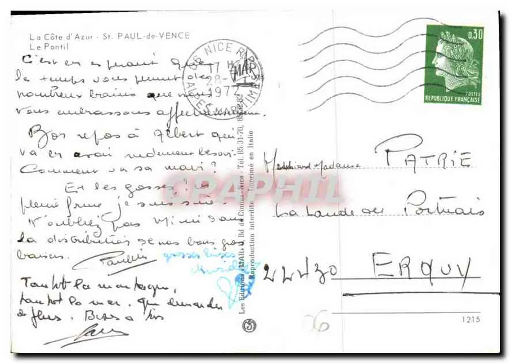 St. PAUL-DE-VEANCE — O Pontil — Bilhete postal antigo da Costa do Azul - Verso