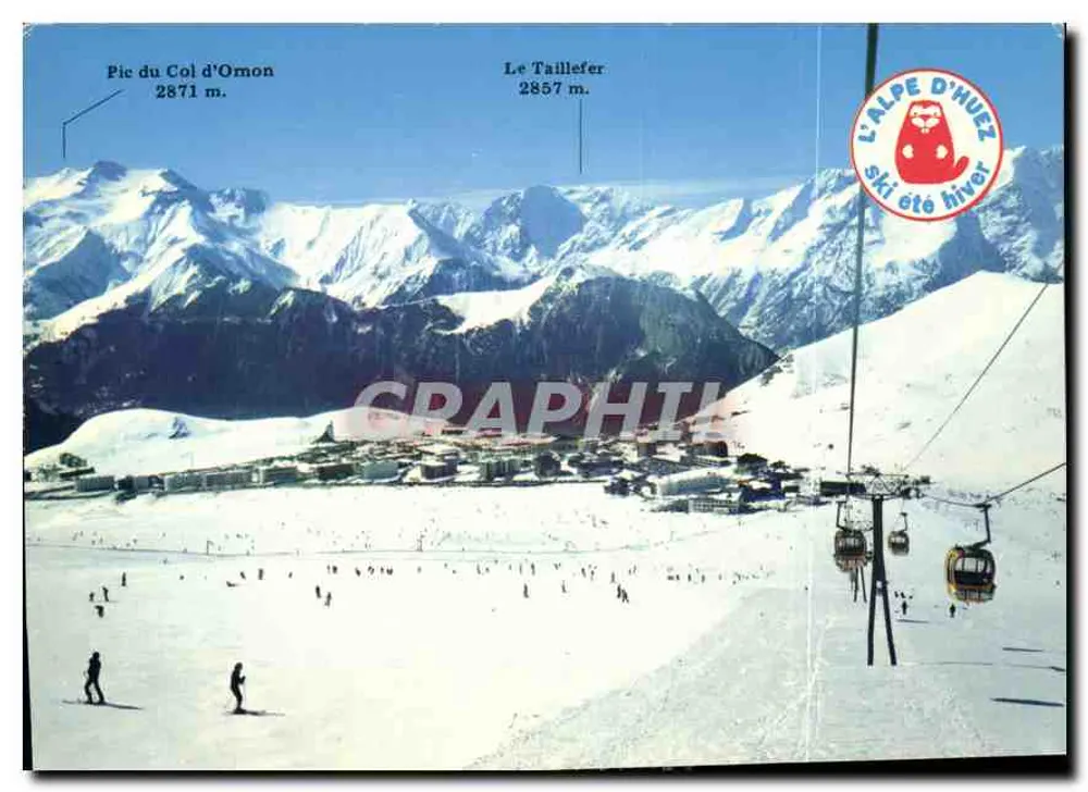Alpe d'Huez — Panoramablick auf Pisten und Gipfel — Verlag Grenoble - Vorderseite