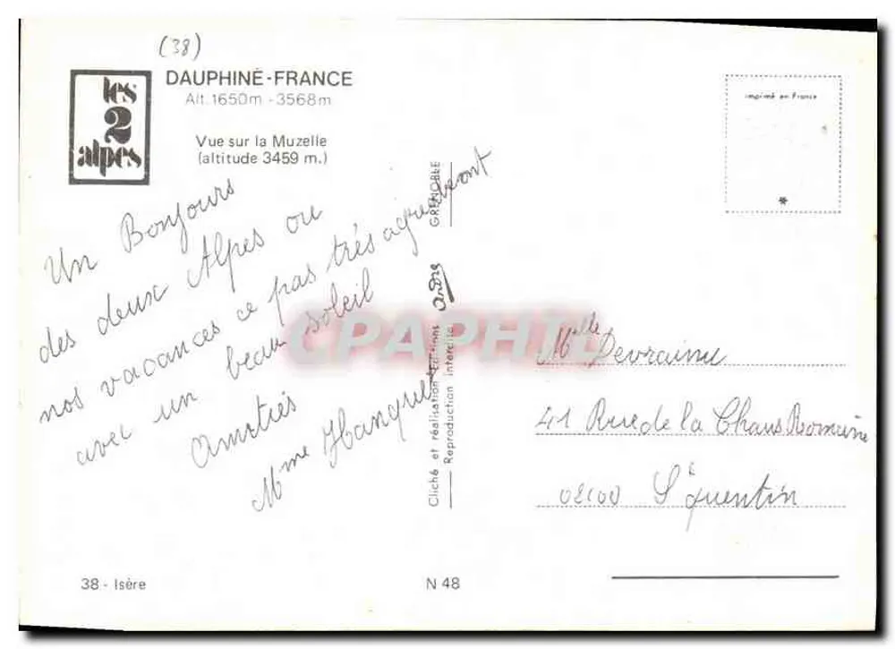 Les 2 Alpes — Ansicht der Muzelle — Verlag Les 2 Alpes, N° 48 - Rückseite