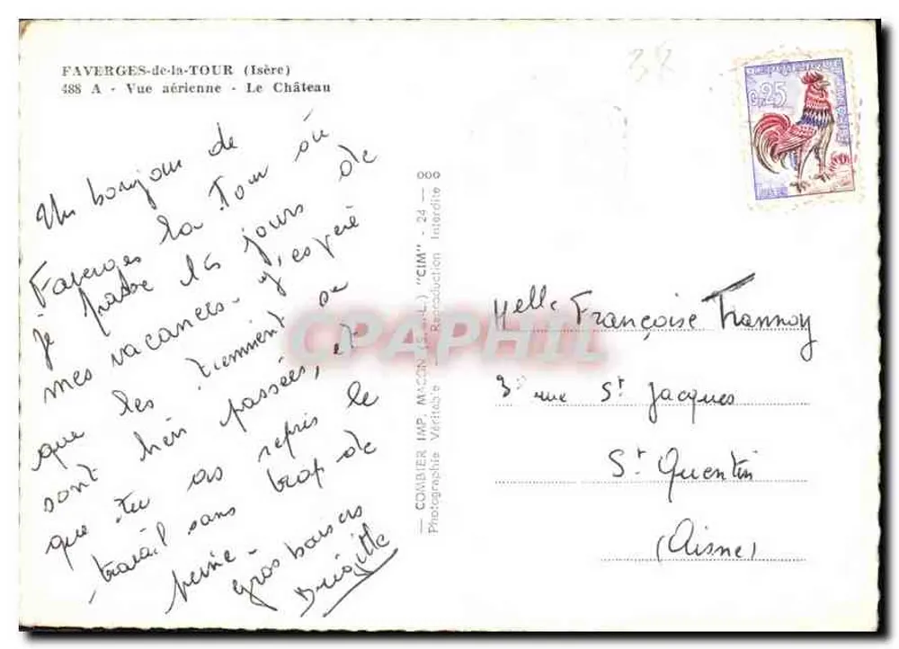 Favergeres-de-la-Tour (Isère) — Luftbild des Schlosses — Verlag CIM* - Rückseite