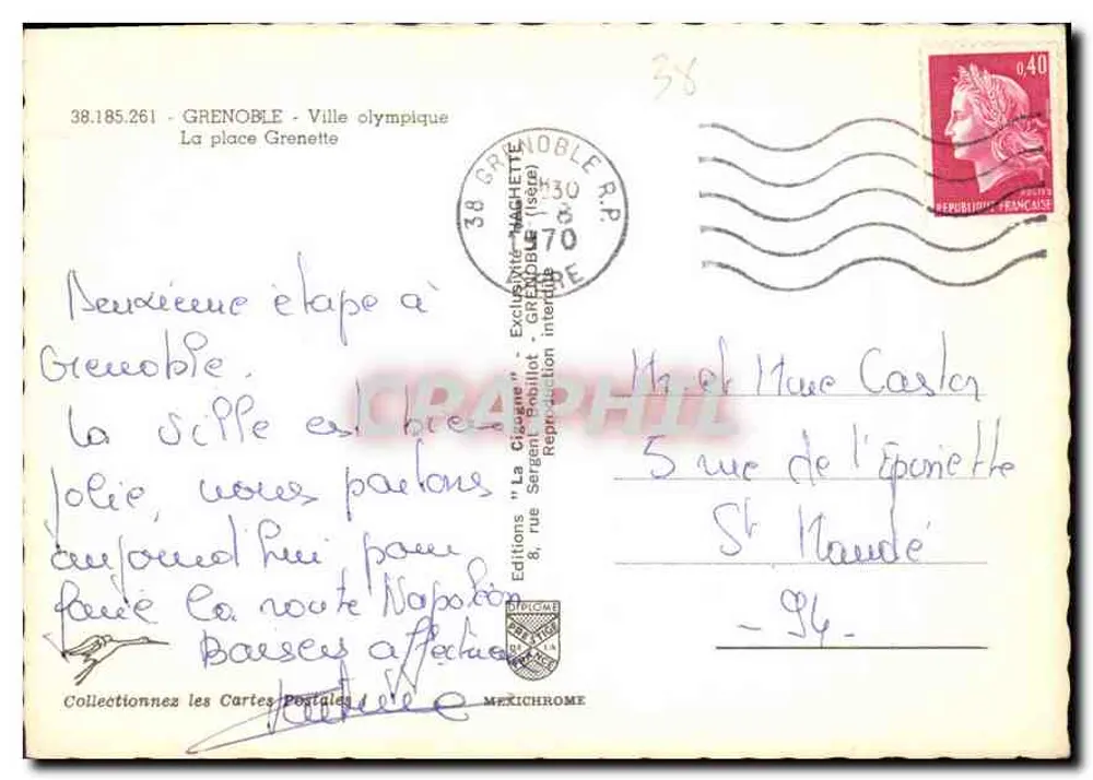 Grenoble — A praça Grenette — Edições 'La Cigogne' - Verso
