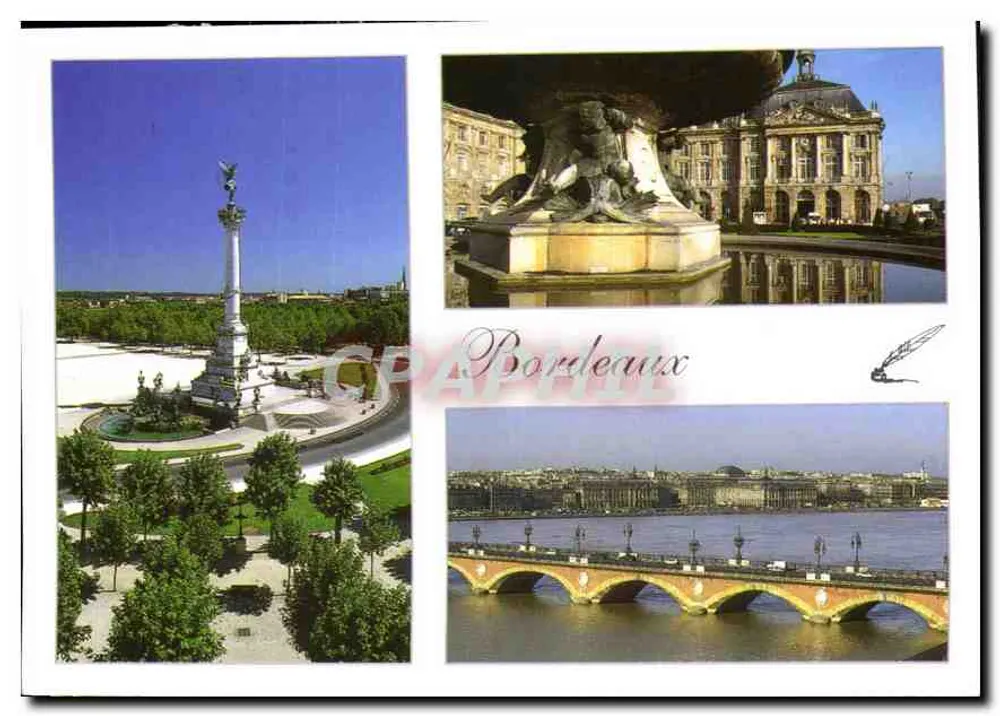 Bordeaux — Place des Quinconces, monument e ponte — editor Harmonie, criação Jean-François Téoule - Frente
