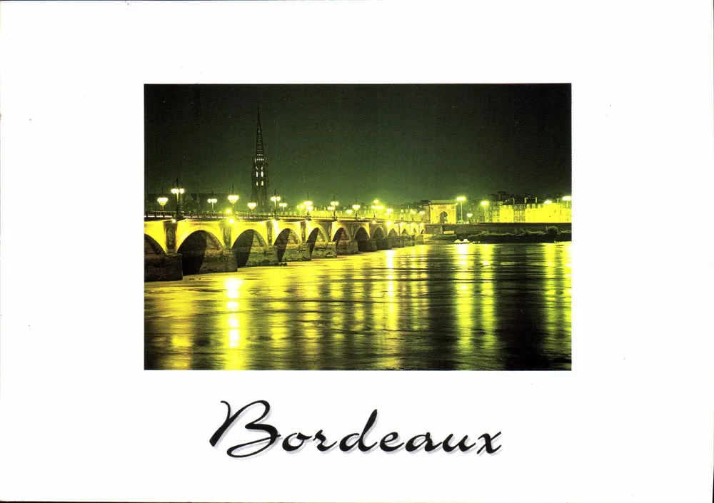 Bordeaux — Ponte e reflexos noturnos — Edições Y. Lécault - Frente