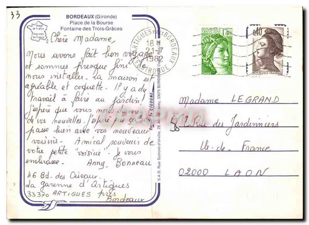 Place de la Bourse — Fontaine des Trois-Grâces — La Cigogne - Rückseite