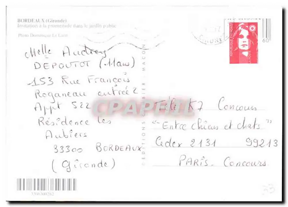 Bordeaux — Öffentlicher Garten — Éditions Goublier - Rückseite